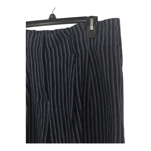 J. Crew Point Sur Pleated Front Pinstripe Dress Pants Black Women's Size 14 - Picture 3 of 7